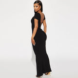 Women Dresses Spring and Summer Sexy Backless Short Sleeve Dress