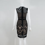 Women's Evening Dress Hollow Lace Dress Sexy round Neck Sleeveless Hip Skirt