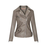Red Leather Jacket Jacket Pu Lapel Two-Way Short Slim Fit Jacket Leather Coat Women