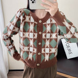 Women Knitwear Autumn Winter Retro round Neck Sweaters Cardigan