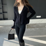 Women Cardigan Sweater V-neck Cardigan Woolen Coat Slim-Fit Short Coat Knitted Coat 8t8218