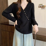 Women Knitwear Spring and Autumn V-neck Knitwear Loose Sweater