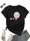 Floral Print Crew Neck T-Shirt, Casual Short Sleeve T-Shirt