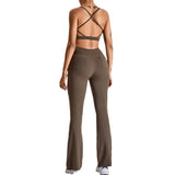 Women Yoga Set Suit Female V-neck Beauty Back Exercise