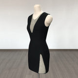 Women Evening Dress Sexy Sexy Sleeveless Grid Evening Dress Bandage One-Piece Dress