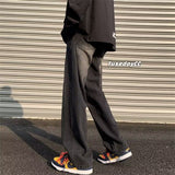 Men Jeans Retro Washed Spring Straight-Leg Pants