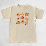 Vintage Peaches Printed Graphic Tees Women Cute Cottagecore