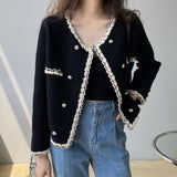 Women Cardigan Sweater Autumn Knitted Short Coat Slim-Fit Cardigan Long Sleeve Coat 2ta07