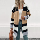 Women Knitted Sweater Autumn and Winter Women's Contrast Color Cardigan Sweater Women