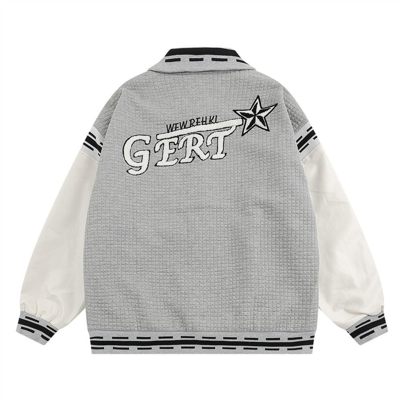 Men Jacket Coat Waffle Jacket Men's Ins Stitching Baseball Uniform
