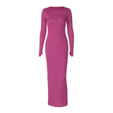 Women Dresses Spring Slim-Fitting round Neck Long Cuff Dress
