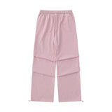 Men Sweatpants Pleated Casual Pants Wide-Leg Overalls Drawstring Jogger Pants