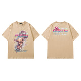 Men T Shirt Floral Print Crew Neck Couple T-shirt