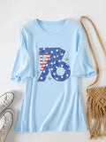 Printed 1776 Crew Neck Short Sleeve Casual Loose Women's T-Shirt