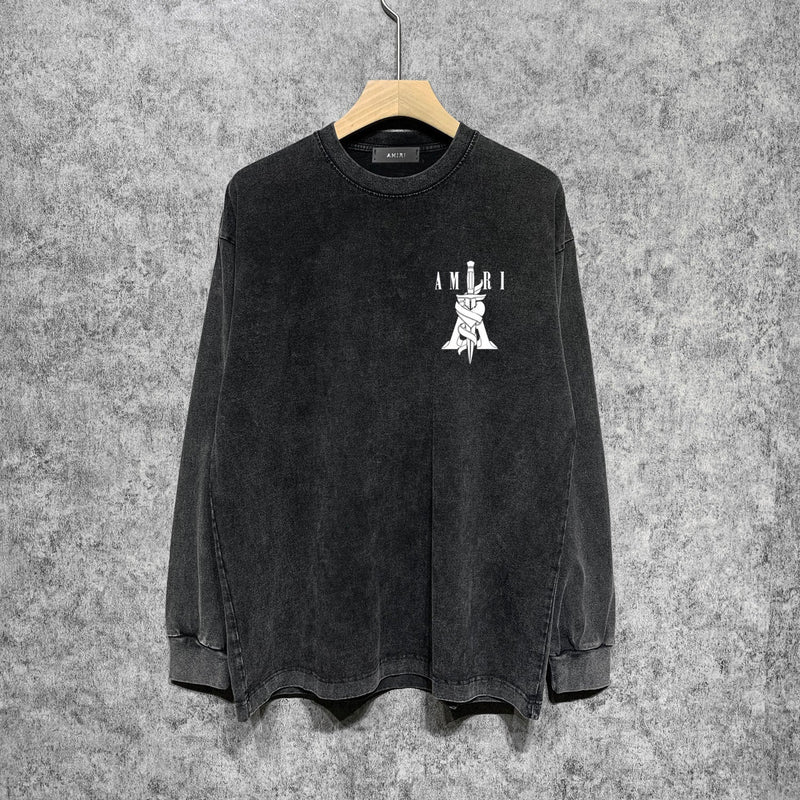 Amiri Long-Sleeve Shirt Sword Pattern Vintage Long Sleeve T-shirt
