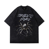 Men T Shirt Angel Print Distressed Short Sleeve T-shirt