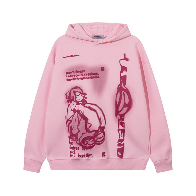 Men Hoodie Fun Graffiti Printed Hoodie