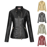 Red Leather Jacket Autumn and Winter Leather Thin PU Leather Jacket