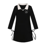 Women Dresses Polo Collar Long Sleeve Dress