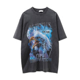 Men Vintage T-Shirt Short-Sleeved T-shirt Men's Distressed Crew Neck T-shirt Summer Loose