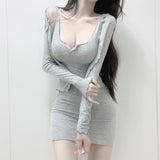 Women Dresses Hip Skirt Open Collar Vest Sling Dress Suit