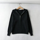 Women Sweater Knitwear Double Zipper Lapel Sweaters Cardigan Polo Collar Turtleneck Sweater Coat