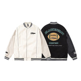 Unisex Jacket Autumn Pu Stitching Rugby Jacket