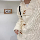 Women Knitted Cardigan Hooded Cable-Knit Sweater Coat Female Autumn and Winter Loose Knitted Cardigan
