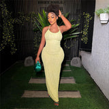 Women Dresses Summer Sling Backless Dress (Bla0420)