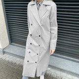 Women Trench Coat Long Autumn and Winter Long Sleeve Turn-down Collar Coat