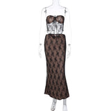 Women Co-Ord Set Sexy Lace Slim Sheath Dress Suit