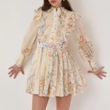 Women Dresses Floral Pleated Dress Skirt (Qymy0409)