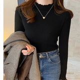 Women Knitwear Autumn and Winter Turtleneck Bottoming Shirt Slim-Fit Knitted Top