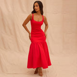 Women Dresses Sexy Dress Red Suspender Skirt Spring Dress Sexy Dress (Lbk0409)