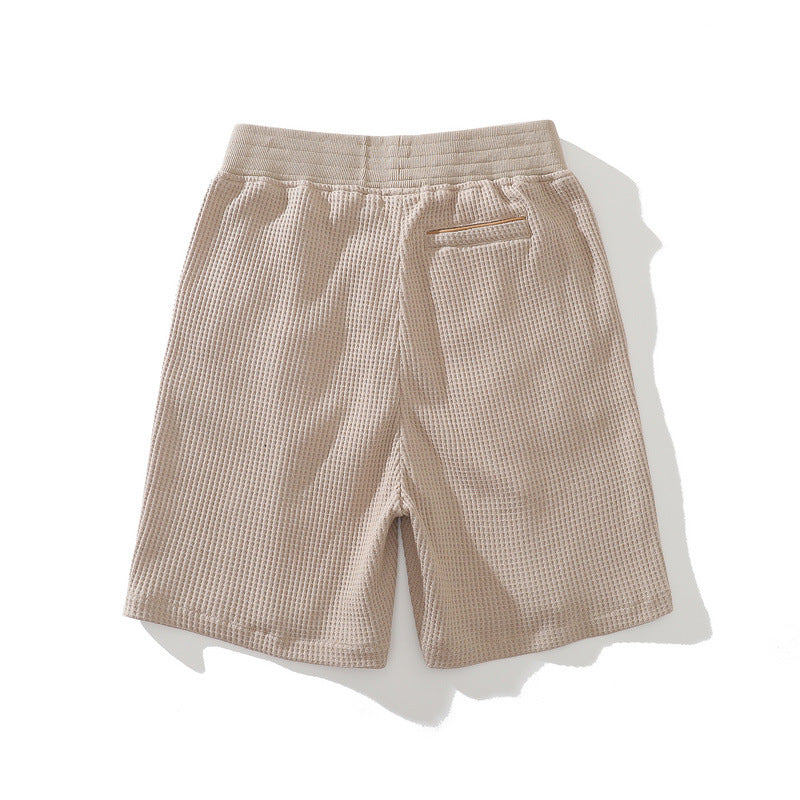 Men Shorts Vintage Waffle Frill Men Summer Casual Shorts