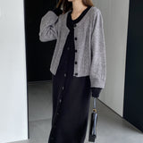 Women Knitted Two-Piece Set Knitted Cardigan Vest Skirt Two-Piece Set A3120