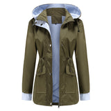 Women Trench Coat Autumn and Winter Detachable Hat Windbreaker Raincoat