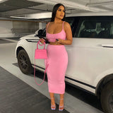 Women Dresses Fall Spaghetti-Strap Camisole Top Sexy Casual Skirt Suit Two-Piece Set (Bla0420)