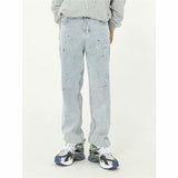 Men Jeans Retro Straight Loose Wide-Leg Pants