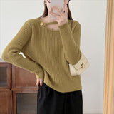 Women Knitted Pullover Autumn Hollow out off-Shoulder Knitwear Top