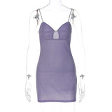 Women Dresses Sexy Cutout Bright Silk Sling Dress