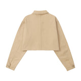 Women Jacket Multi-Pocket Workwear Jacket Loose Autumn Solid Color XINGX Coat