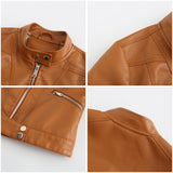 Red Leather Jacket Spring and Autumn Stand Collar Lady Leather Jacket
