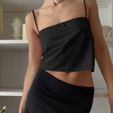 Women Tops Spring and Summer Sexy Vest Lace Bow Satin Small Sling