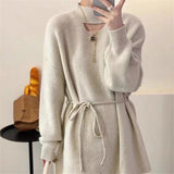 Women Knitwear Autumn and Winter Hollow-out Mid-Length Sweater Loose Sweater