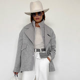 Women Trench Coat Gray Woolen Coat Autumn and Winter Suit
