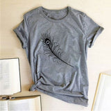 Woman Aesthetic Clothes Vintage Feather Print Women's T Shirt