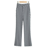 Women Sweatpants Autumn Leisure Checkered Trousers
