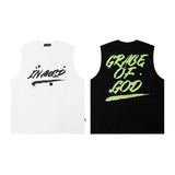 Men Vest Letter Graffiti Sleeveless T-shirt