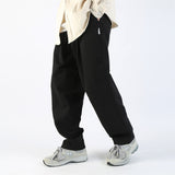 Men Sweatpants Loose Wide Leg Jeans Men's Casual Sports Drawstring Tapered Pants Zipper Pocket Trousers